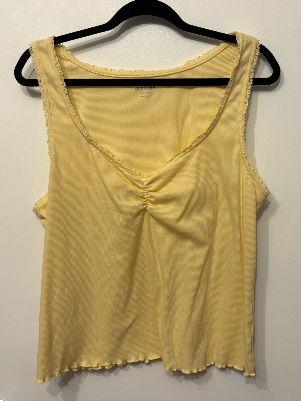 Old Navy Yellow Ruched V-Neck Tank Top - Picture 1 of 3